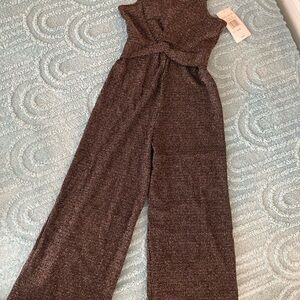 Luxurious Brown and Gold Palazzo Jumpsuit